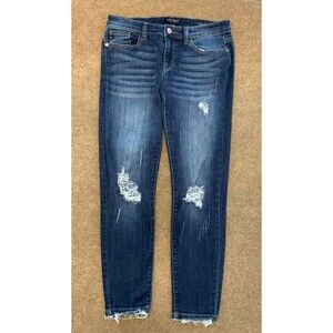 Judy Blue Skinny Fit Jeans Womens 11/30 Distressed Stretch Whiskered Y2K Denim
